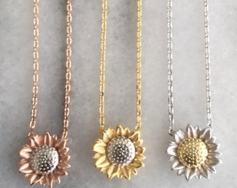 Sunflower Necklace, Sunny Sun Flower Necklace, Sun Flower Necklace, Flower Necklace, Bridesmaid Necklace, Minimalist Necklace, Friendship