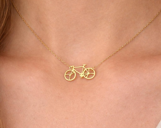 Bicycle Necklace | Dainty Bike Pendant in Silver, Gold, Rose Gold | Minimalist Cycling Jewelry | Gift for Cyclist or Traveler