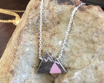 Silver Mountain Necklace with Rose Quartz Stone