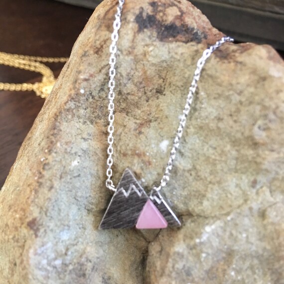 Silver Mountain Necklace with Rose Quartz Stone