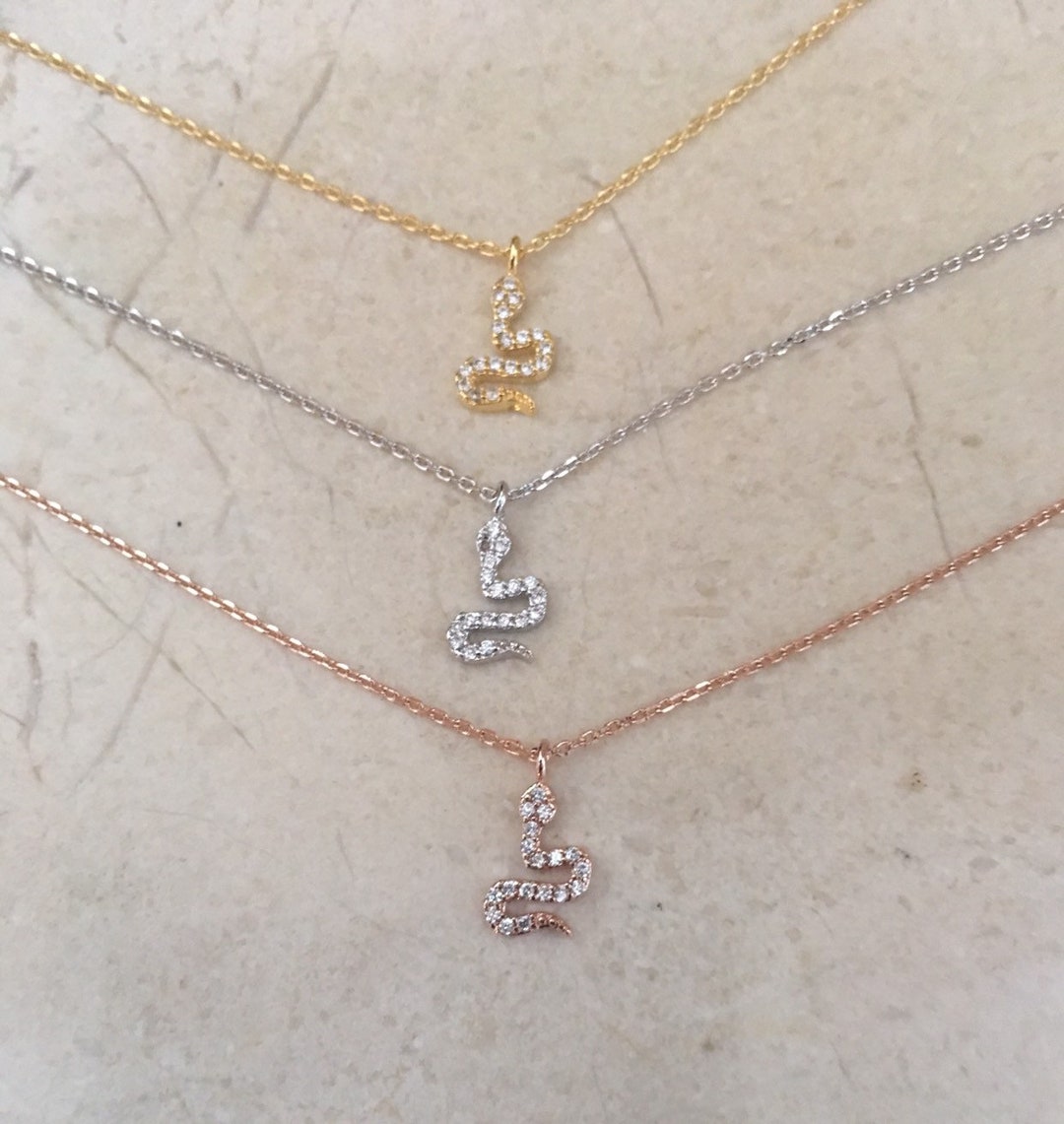 Long Charm Snakeskin Pattern Pendant Necklace main image 0