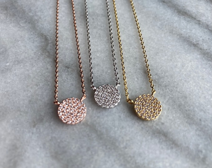 Circle Necklace  Disc Necklace  Circle Disk Necklace, JushShop