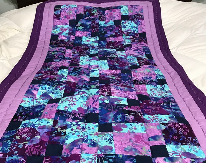 Purple Patchwork Quilt Purple Quilt Patchwork Sofa Quilt Etsy