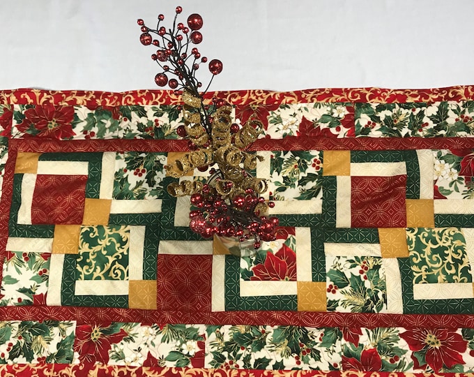 Christmas Runner, Quilted Christmas Table Runner, Christmas Table Runner, Quilted Table Runner,Holiday Table Runner,OOAK,Dining Table Runner