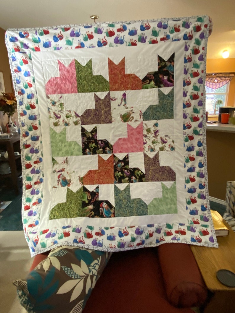 Cat Quilt Twin Size Quilt Cat Lover Gift Quilts and Etsy