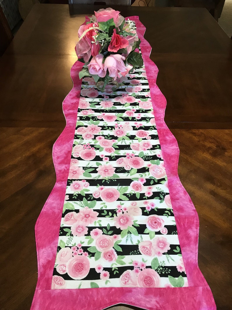 Kitchen Table Runner Gifts for Mom Mothers Day Gift,Housewarming GIft Rose Table Runner Pink Runner Pink Table Runner Pink Rose Runner