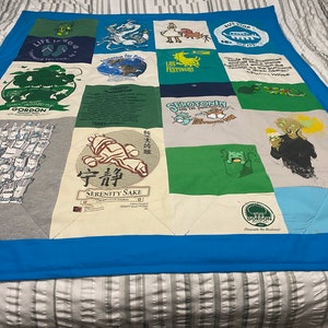 Memory Quilt, Custom Memory Quilt, Memory Blanket, T shirt Quilt, Keepsake Quilt,Graduation Gift, Birthday Gifts, Personal Quilt, OOAK Quilt image 10