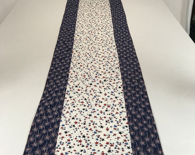 Blue and White Table Runner, Red White and Blue Table Runner, Red White Blue Stars, Patriotic Table Runner, 4th of July Table Runner