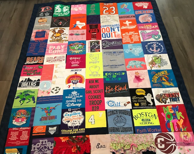 Memory Quilt, Custom Memory Quilt, Memory Blanket, T shirt Quilt, Keepsake Quilt,Graduation Gift, Birthday Gifts, Personal Quilt, OOAK Quilt