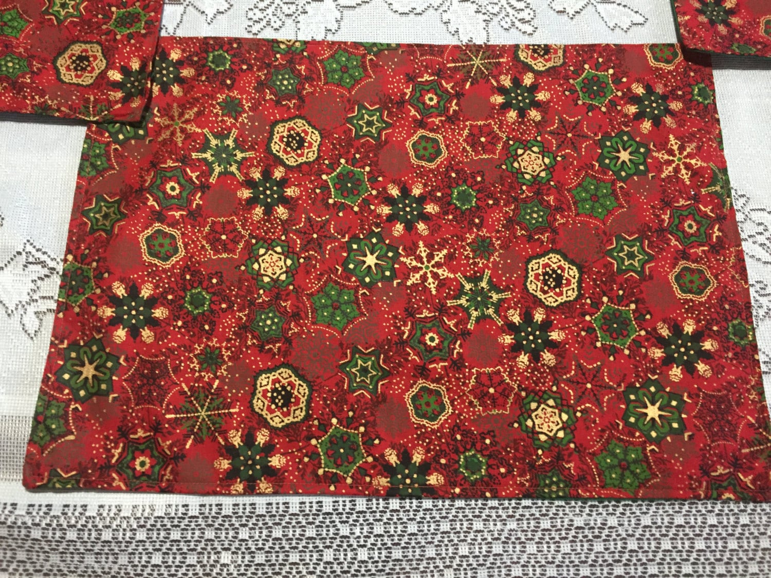 Red Placemats Christmas Placemats Red Place Mats Red Snowflake