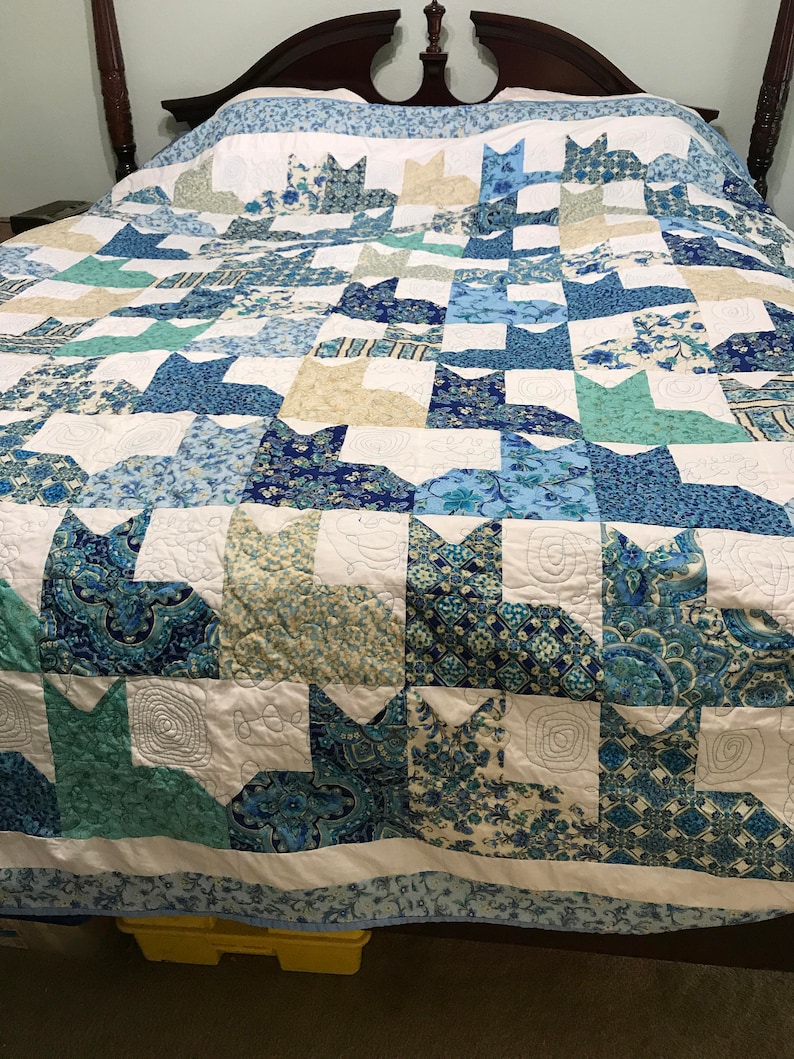 Cat Quilt Twin Size Quilt Cat Lover Gift Quilts and Etsy