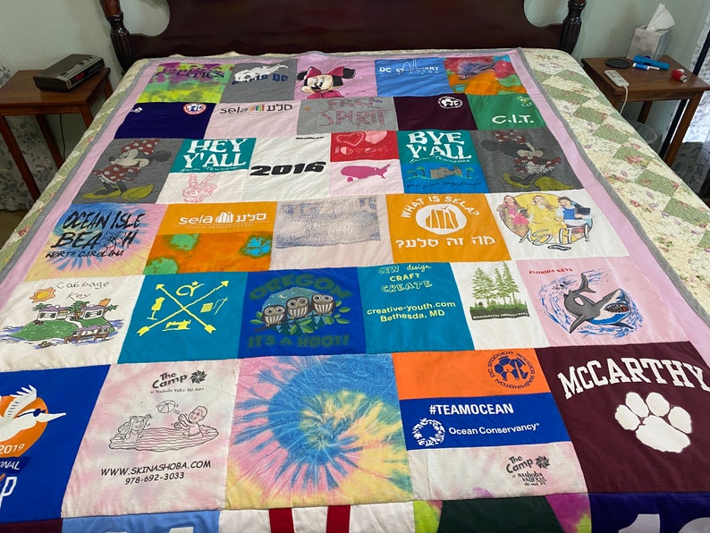 Memory Quilt, Custom Memory Quilt, Memory Blanket, T shirt Quilt, Keepsake Quilt,Graduation Gift, Birthday Gifts, Personal Quilt, OOAK Quilt image 3