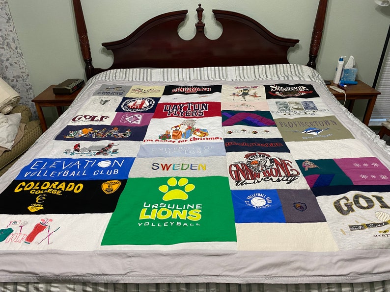 Memory Quilt, Custom Memory Quilt, Memory Blanket, T shirt Quilt, Keepsake Quilt,Graduation Gift, Birthday Gifts, Personal Quilt, OOAK Quilt image 9