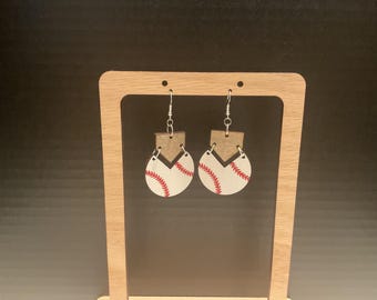 Wooden Baseball Earrings | Handmade Sports Jewelry | Gift for Baseball Moms, Fans & Players