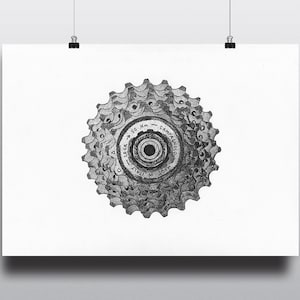 Impresión artística de bicicleta, impresión de arte de bicicleta, arte de bicicleta vintage: casete de 8 velocidades