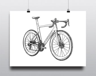 Bicycle Art Print, Bike Art Print, Vintage Art : Aero Road Bike Disc