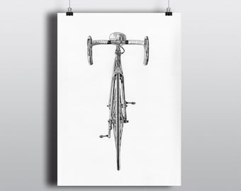 Bicycle Art Print, Bike Art Print, Vintage Art : Classic Steel Single Speed Front Profile
