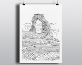 Landscape Wall Art Print : Delicate Arch, Arches National Park, Moab, Utah