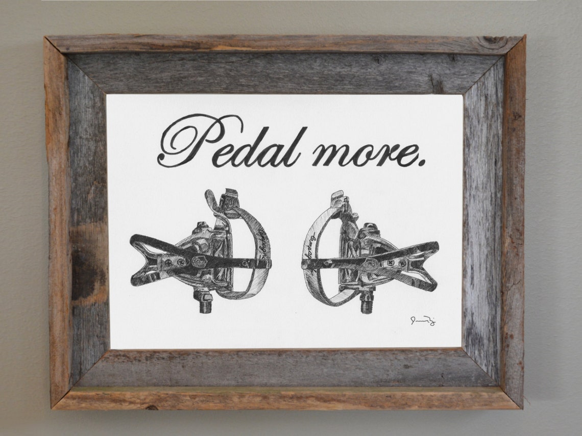 Bicycle Art Print Bike Art Print Vintage Toe Clip Pedals Etsy