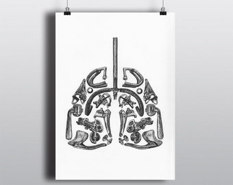 Bicycle Art Print, Bike Art Print, Vintage Bicycle Art : Bicycle Lungs