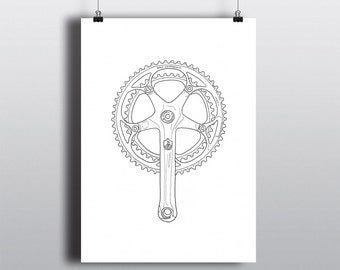 Bicycle Art Print, Bike Art Print, Vintage Bicycle Art : C Record Crank