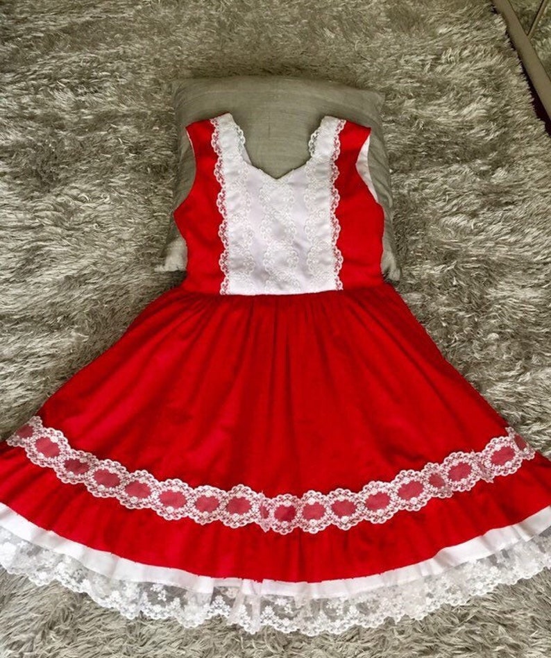 red and white frock for baby