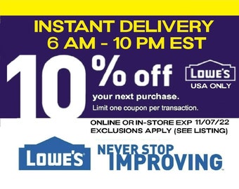 Lowes 10% off Coupon for Use in Store or Online Instant - Etsy