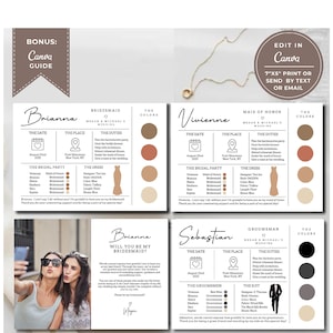 Canva Bearbeitbare Brautjungfer Info Kartenvorlage, Brautjungfer Vorschlag, Canva Vorlage, Brautparty Info Karte, Trauzeugin Information Karte
