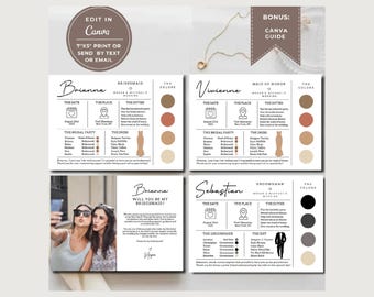 Bridesmaid Info Card Template, Bridesmaid Proposal, Canva Editable, Bridal Party Information Card, Bridesmaid Maid of Honor Groomsman