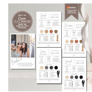 Canvaで編集可能なブライズメイド情報カードテンプレート、ブライズメイドプロポーズ、ブライズメイド、花婿介添人、ブライダルパーティー情報カード、デジタルダウンロード