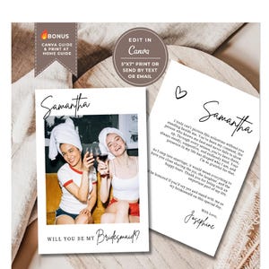 Bridesmaid Proposal Card Template, Canva Editable Template, Bridesmaid Photo Proposal, Will You Be My Maid of Honor (Digital Download)