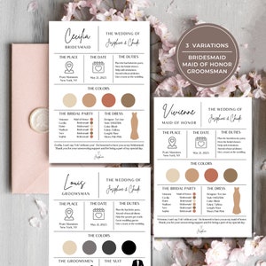 Canva Editable Bridesmaid Info Card Template, Canva Template, Bridal Party Info Card, Bridesmaid Maid of Honor Information Card image 5