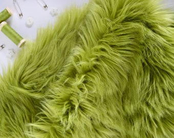 SWISS LIME GREEN Super Luxury Faux Fur Fabric Material
