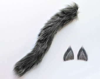 gray wolf costume set handmade wolf ears and tail gray wolf ears and tail