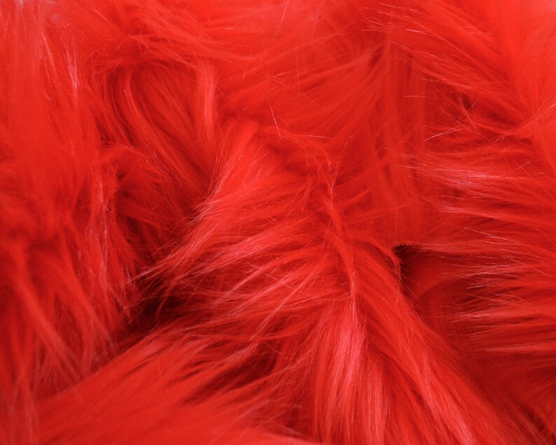Red Fur Fabric in Craft Squares Bright Red Fur Fabric Bright Etsy