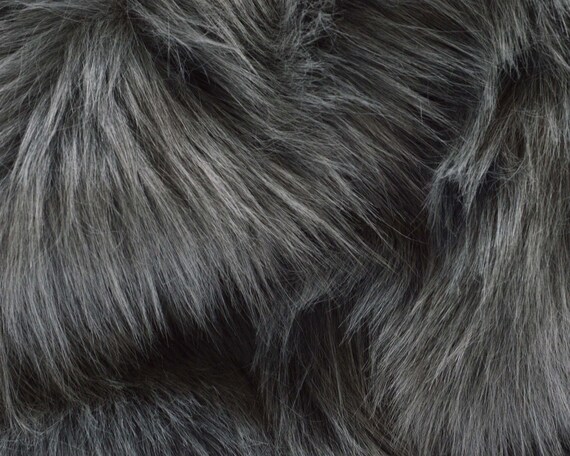 2 Gray Fun Fur Fabric Lot Light Dark Grey 64x28 60x32 1.6 Yards Craft Sewing