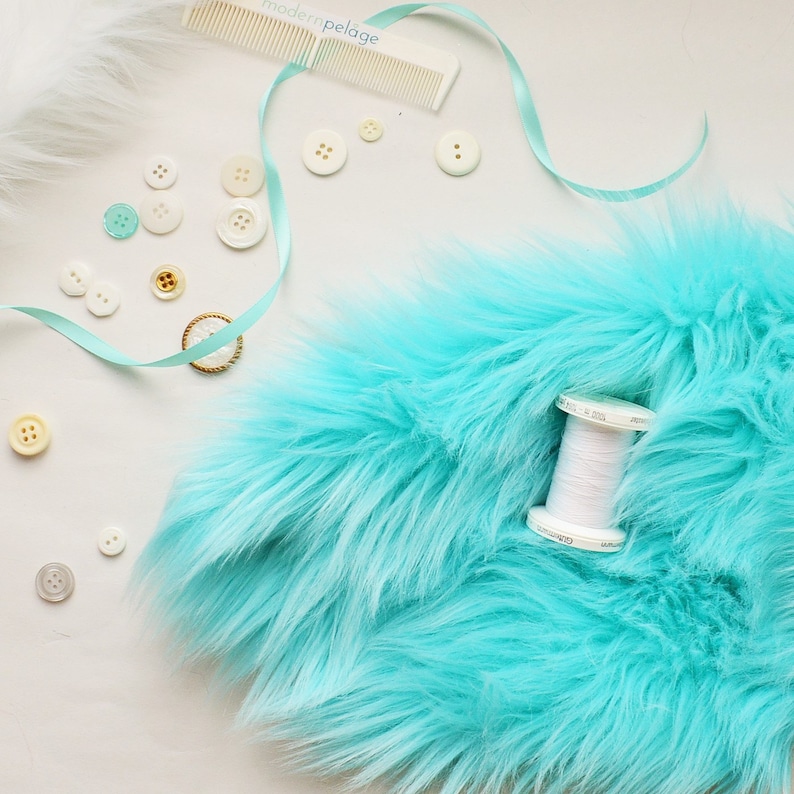 Mint Fur Shag Aqua Blue Fur Fabric Craft Size Squares Mint Shag Fabric Fluffy Mint Fur Aqua Blue Fur Material Mint Color Fur
