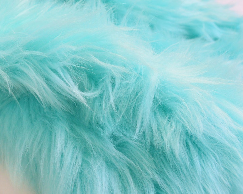 Mint Fur Shag Aqua Blue Fur Fabric Craft Size Squares Mint Shag Fabric Fluffy Mint Fur Aqua Blue Fur Material Mint Color Fur