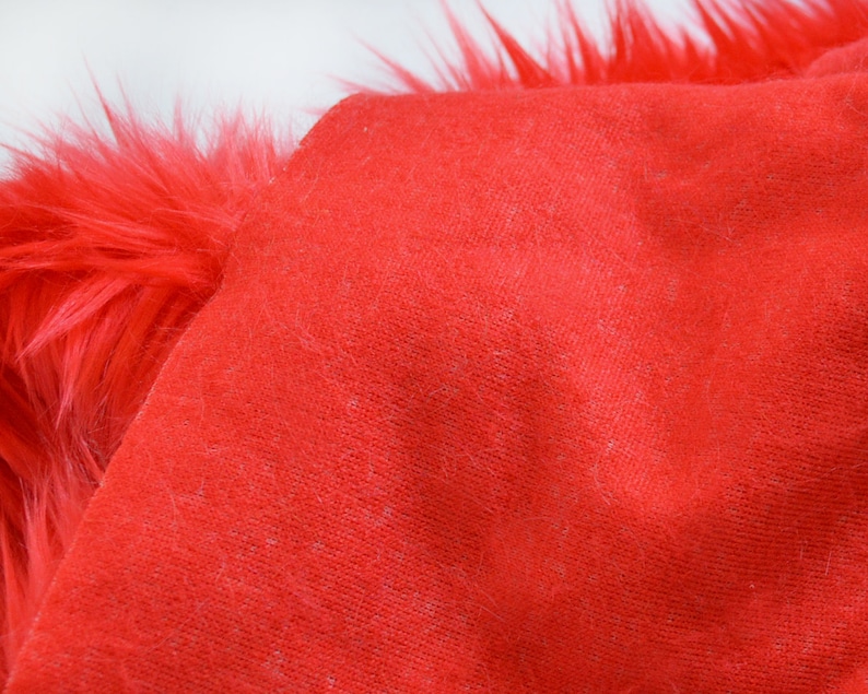 Red Fur Fabric in Craft Squares Bright Red Fur Fabric Bright Etsy