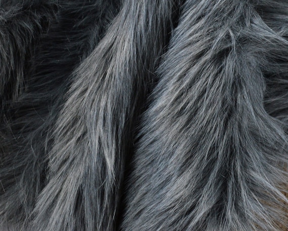 2 Gray Fun Fur Fabric Lot Light Dark Grey 64x28 60x32 1.6 Yards Craft Sewing