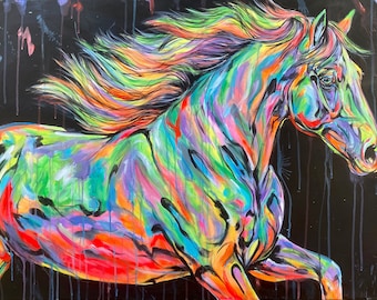 32x47” Rainbow Resonance: A Gallop through Vibrant Healing