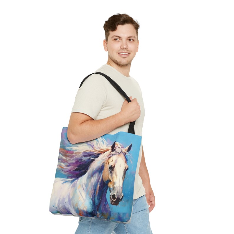 Ecuestre del amante del caballo blanco Bolsa de tela imagen 3