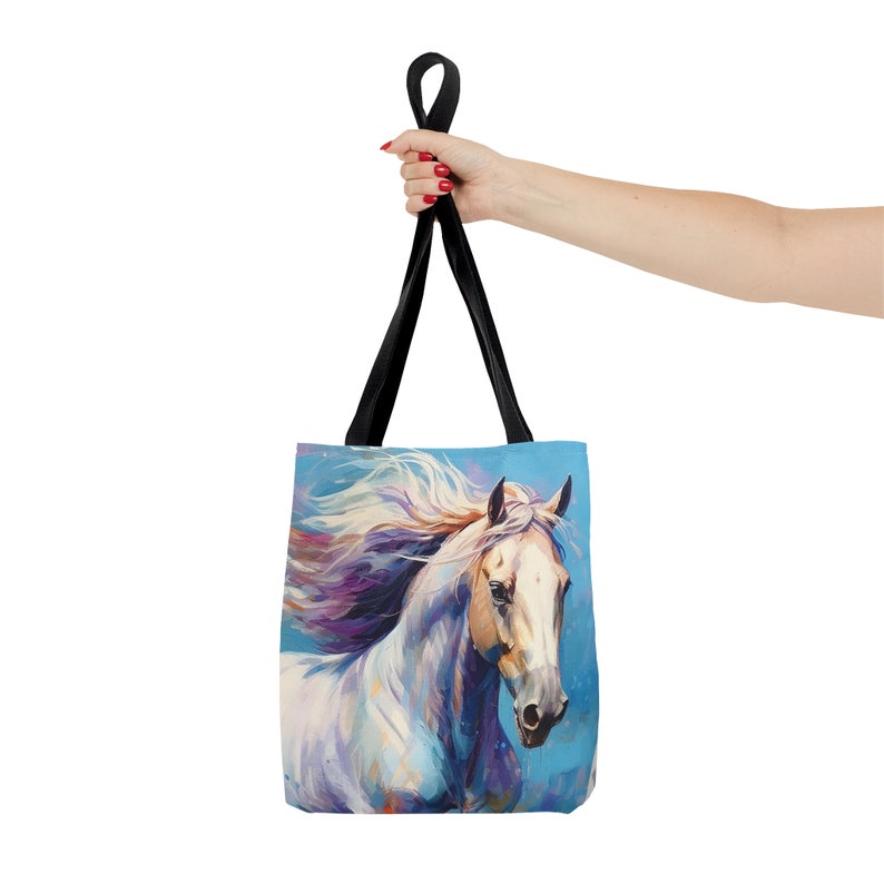 Ecuestre del amante del caballo blanco Bolsa de tela imagen 5