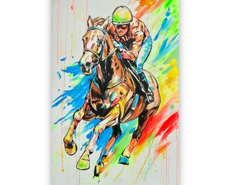 32x47” “Dynamic Rush” - Original Acrylic Abstract Racehorse Painting