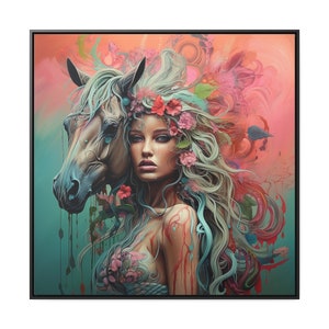 Desert Barbie - "Connection Collection" - Horse And Girl Print on Square Canvas, Framed