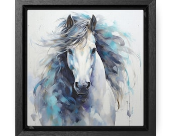 Mirror Of Might: "Whispered Wonders Collection" Horse Print On Gallery-Wrapped Canvas, Square Frame