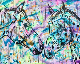 32x47” “Becoming Friends” - horse painting