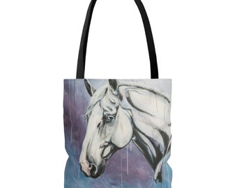 White Horse Tote Bag for Equestrians