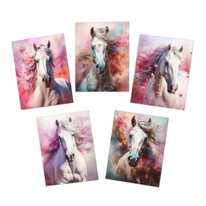 Blank Valentine's Day Horse Cards (5-Pack) - Pink Powder Ponies