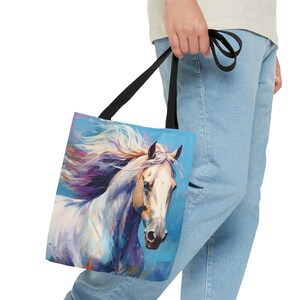Ecuestre del amante del caballo blanco Bolsa de tela imagen 6